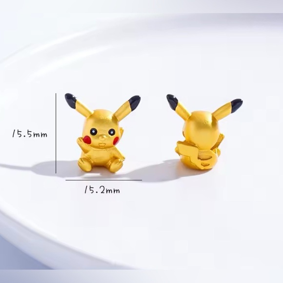 24K Gold Filled Pokemon Pikachu Charm Bead Pendant Anime Kawaii Pocket Monster - Picture 2 of 7